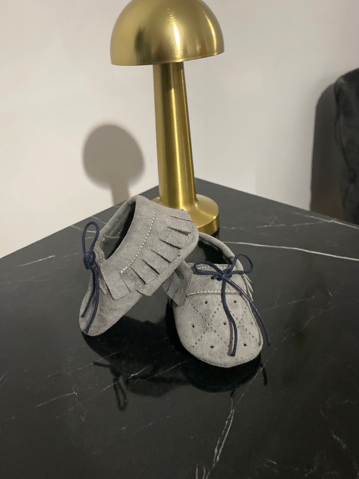 Gri Süet Bebek İlk Adım Ayakkabısı - Görsel 3