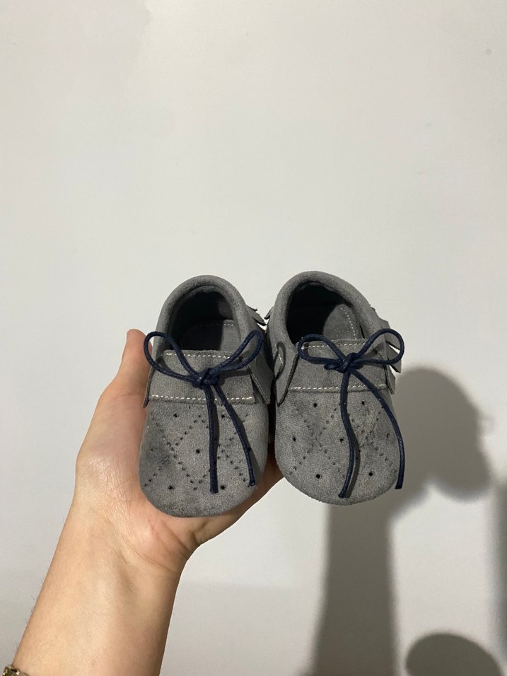Gri Süet Bebek İlk Adım Ayakkabısı - Görsel 5