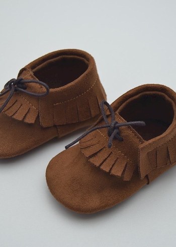 Kahverengi Püsküllü Süet Bebek İlk Adım Ayakkabısı - Görsel 2