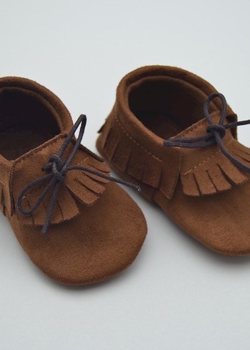 Kahverengi Püsküllü Süet Bebek İlk Adım Ayakkabısı - Görsel 7