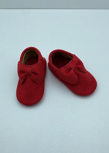 Kırmızı Süet Fiyonklu Bebek İlk Adım Ayakkabısı - Görsel 6