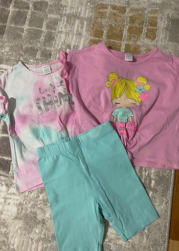 Pembe ve Pastel Renkli Bebek Kız Kıyafet Seti