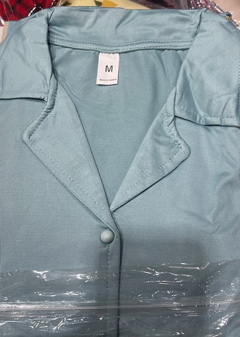 Mavi Kadın uzun Kollu Düğmeli pijama takımı - Görsel 3