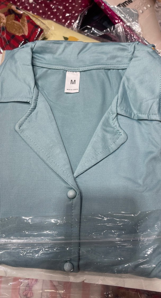 Mavi Kadın uzun Kollu Düğmeli pijama takımı - Görsel 3