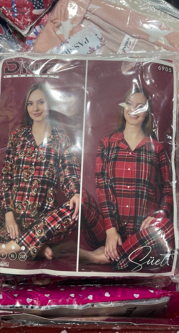 Kadın Çok Renkli Uzun Kollu Pijama Takımı - Görsel 2