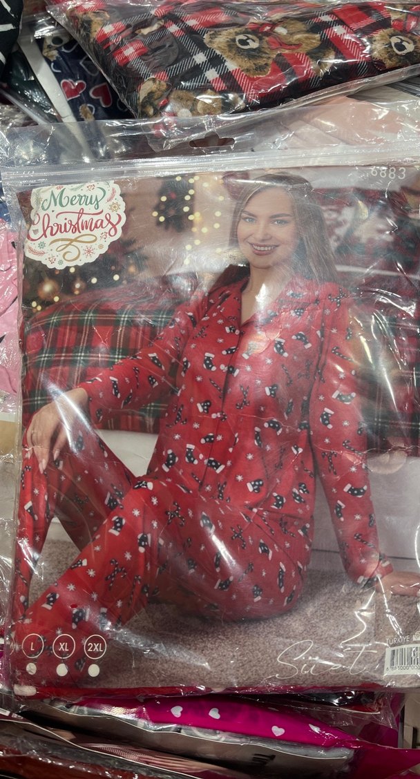 Renkli Baskılı Kırmızı Kadın Pijama Takımı - Görsel 2