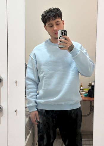 Erkek mavi Pastel Oversize Sweatshirt