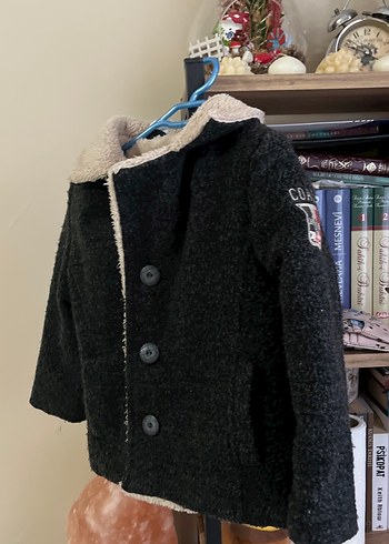 Düğmeli Gri Erkek Çocuk Yün Kaban - Görsel 2