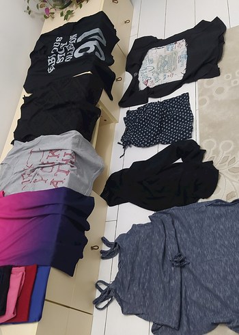 Pembe Karışık Renkli Bağlama Desenli Hamile Tişörtü - Görsel 8