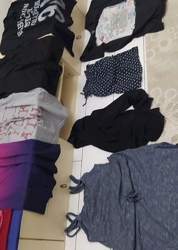 Pembe Karışık Renkli Bağlama Desenli Hamile Tişörtü - Görsel 4