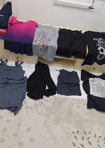 Pembe Karışık Renkli Bağlama Desenli Hamile Tişörtü - Görsel 7