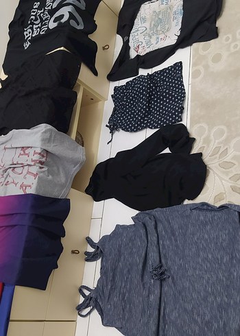 Pembe Karışık Renkli Bağlama Desenli Hamile Tişörtü - Görsel 5