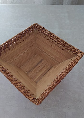 bambum sepet Bej Parlak Örgü Sepet - Görsel 2