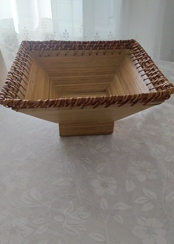 bambum sepet Bej Parlak Örgü Sepet - Görsel 6