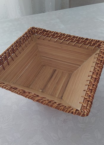 bambum sepet Bej Parlak Örgü Sepet - Görsel 3