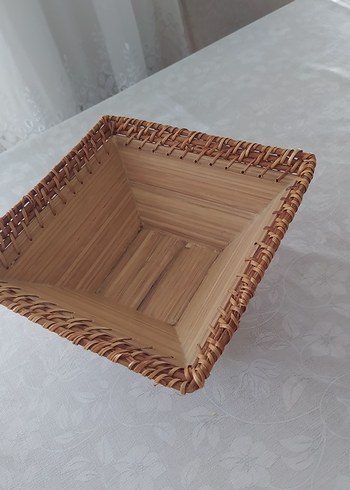 bambum sepet Bej Parlak Örgü Sepet - Görsel 5