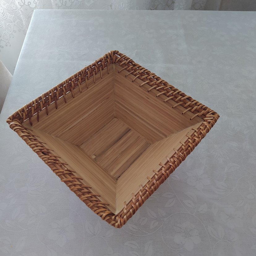 bambum sepet Bej Parlak Örgü Sepet - Görsel 2