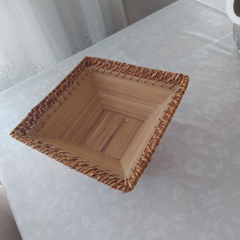 bambum sepet Bej Parlak Örgü Sepet - Görsel 5