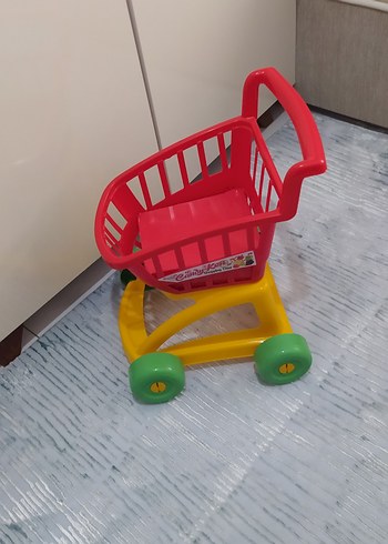 Renkli Plastik Oyuncak Alışveriş Arabası