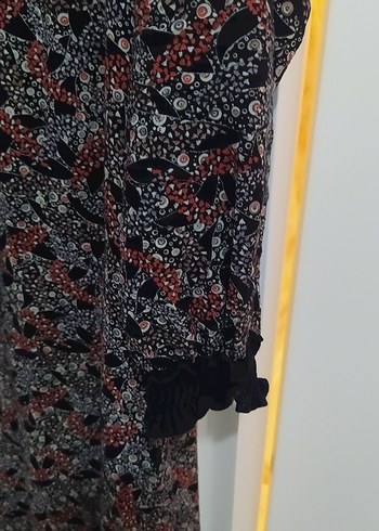 xl Beden Desenli Uzun Kollu Salaş Kadın Elbise