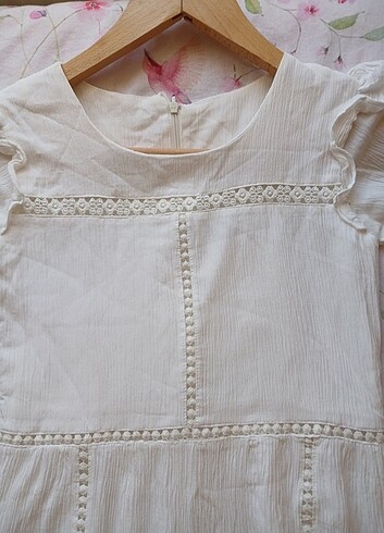 10 Yaş Beden beyaz Renk Kız çocuk elbise 