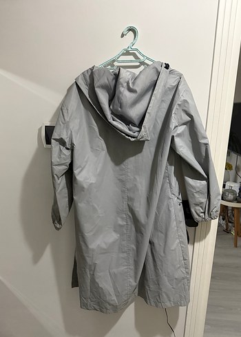 Gri Midi kadın Yağmurluk Fermuarlı - Görsel 4