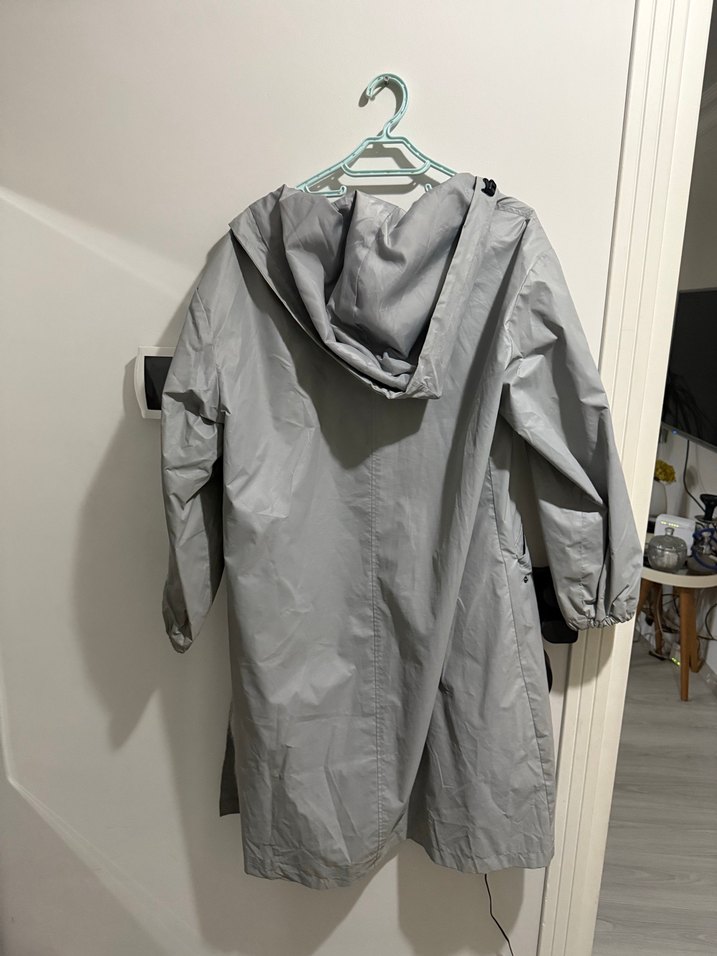 Gri Midi kadın Yağmurluk Fermuarlı - Görsel 4