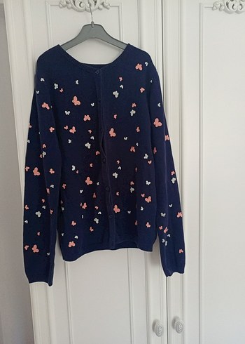 Kız Çocuk Lacivert Baskılı Triko Hırka - Görsel 2