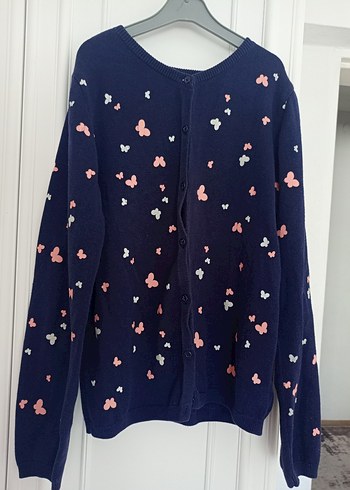 Kız Çocuk Lacivert Baskılı Triko Hırka - Görsel 4