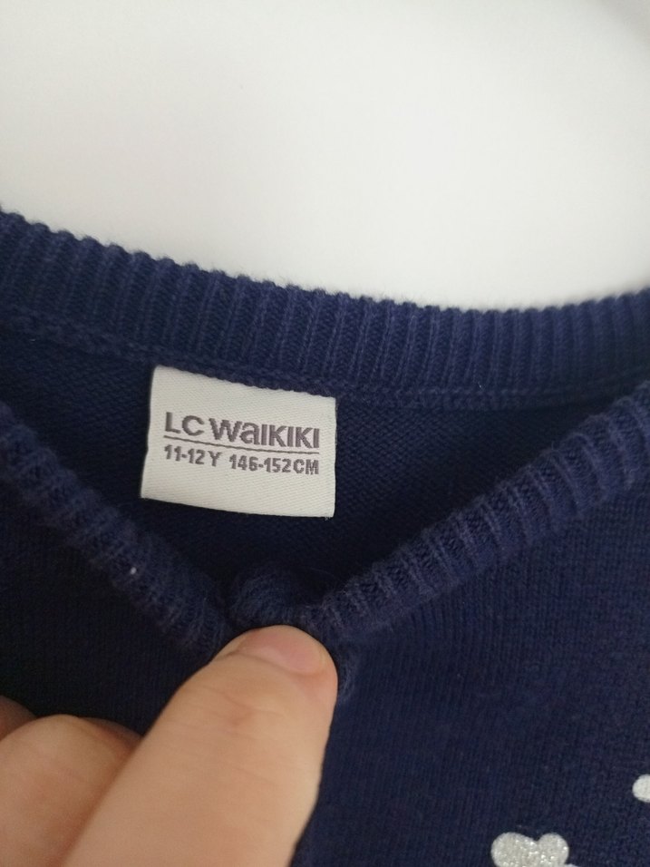 Kız Çocuk Lacivert Baskılı Triko Hırka - Görsel 5