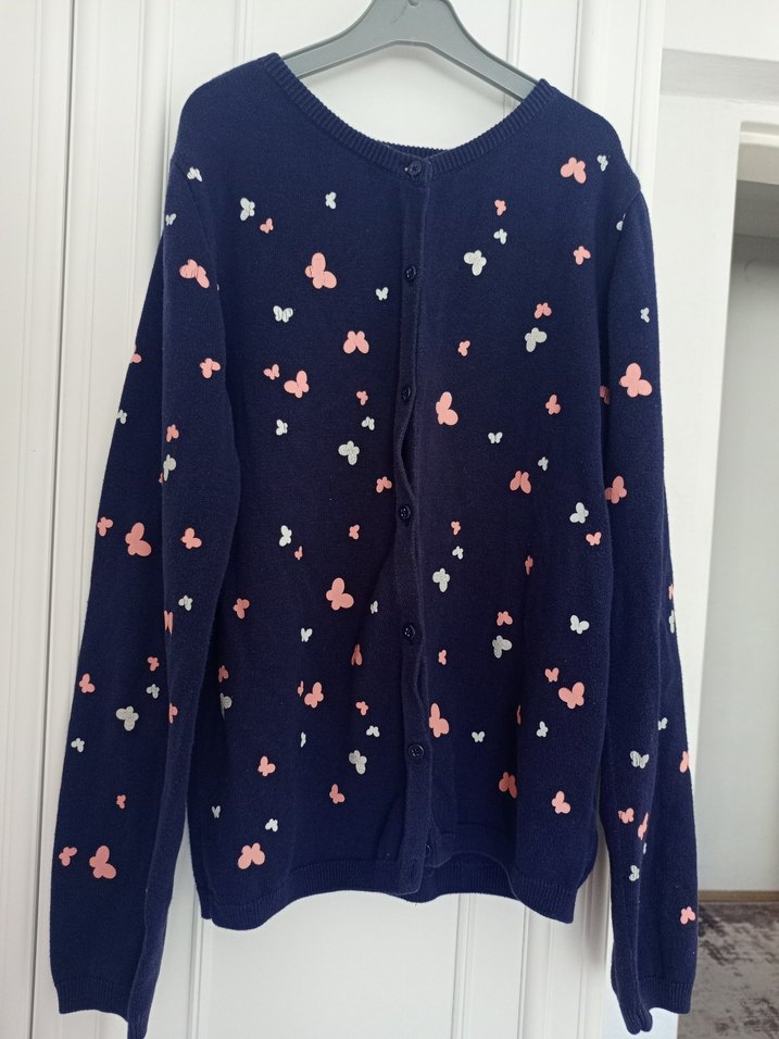 Kız Çocuk Lacivert Baskılı Triko Hırka - Görsel 4