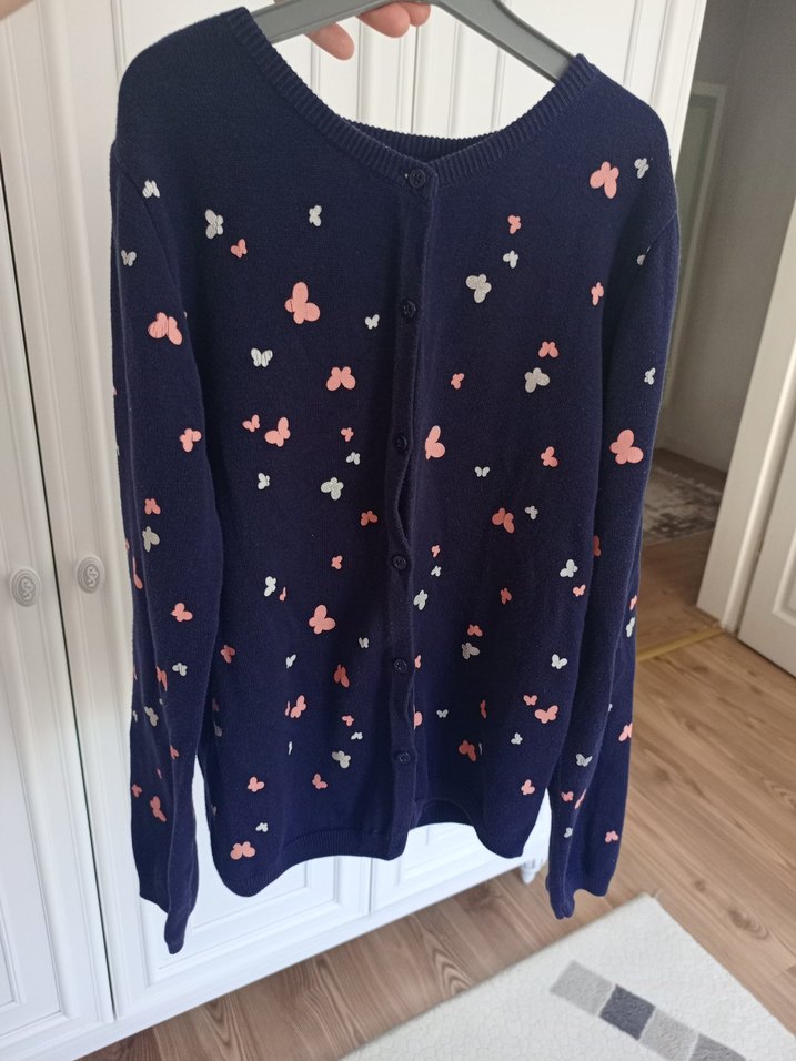 Kız Çocuk Lacivert Baskılı Triko Hırka - Görsel 3