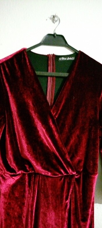 xl Beden Bordo kadife elbise