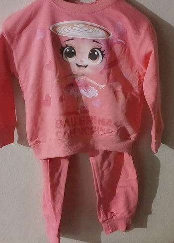 Pembe Baskılı Uzun Kollu Bebek Kız Takımı - Görsel 3