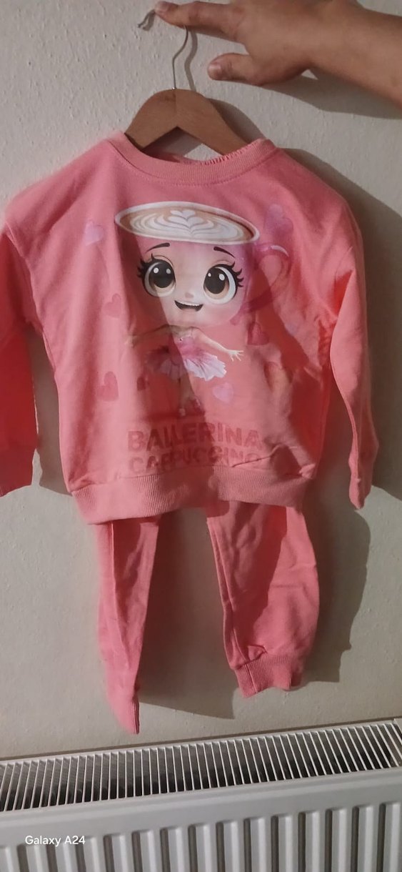 Pembe Baskılı Uzun Kollu Bebek Kız Takımı - Görsel 3