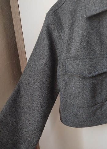 xs Beden BERSHKA Gri Midi Kadın Fermuarlı Ceket