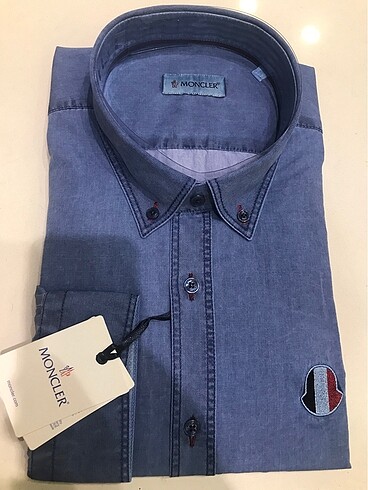 Moncler Pamuklu ihracat fazlası sıfır jelatininde gömlek uzun kol