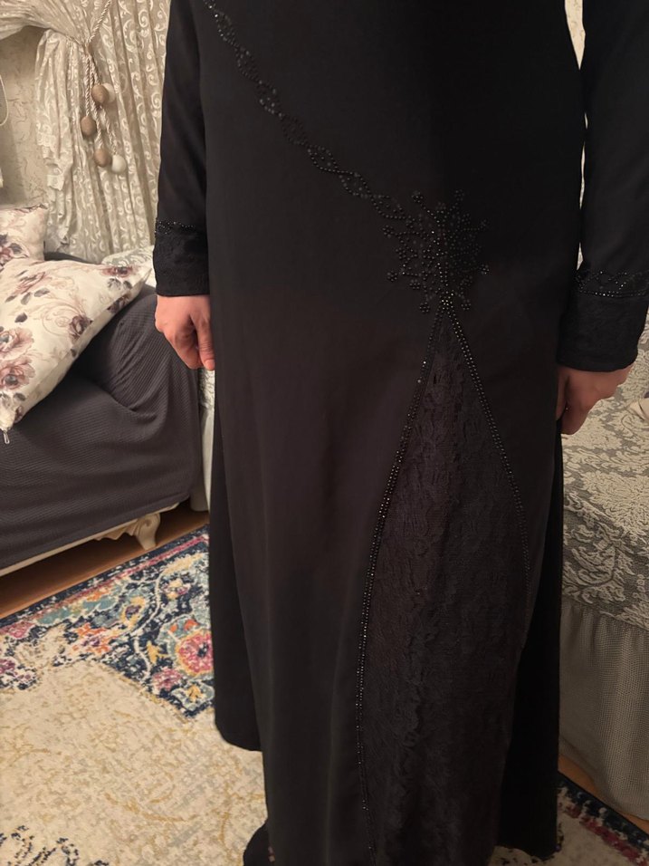 Uzun Siyah  Kadın Elbise - Görsel 3