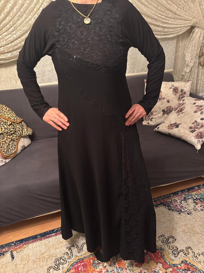 Uzun Siyah  Kadın Elbise - Görsel 4