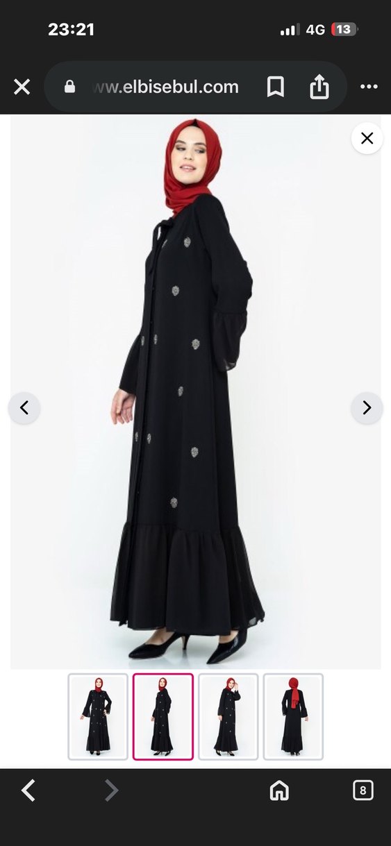 Uzun Siyah taş dikimli Fırfırlı Elbise - Görsel 2