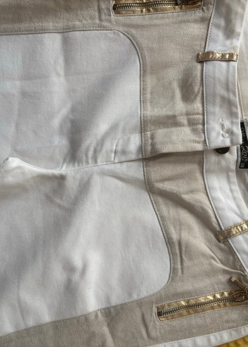 Kadın Beyaz Keten Kumaş Pantolon - Görsel 2