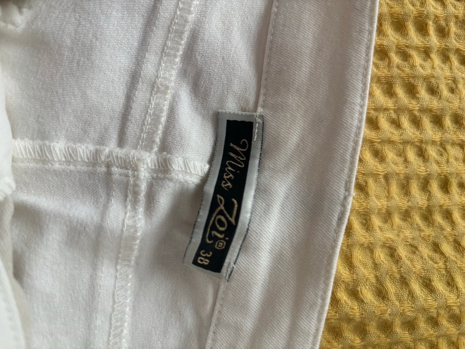 Kadın Beyaz Keten Kumaş Pantolon - Görsel 3