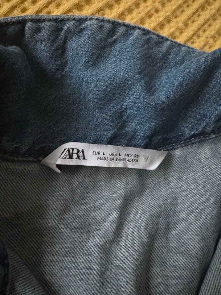 Zara Düğmeli Mavi Kadın Denim Şort Tulum - Görsel 5