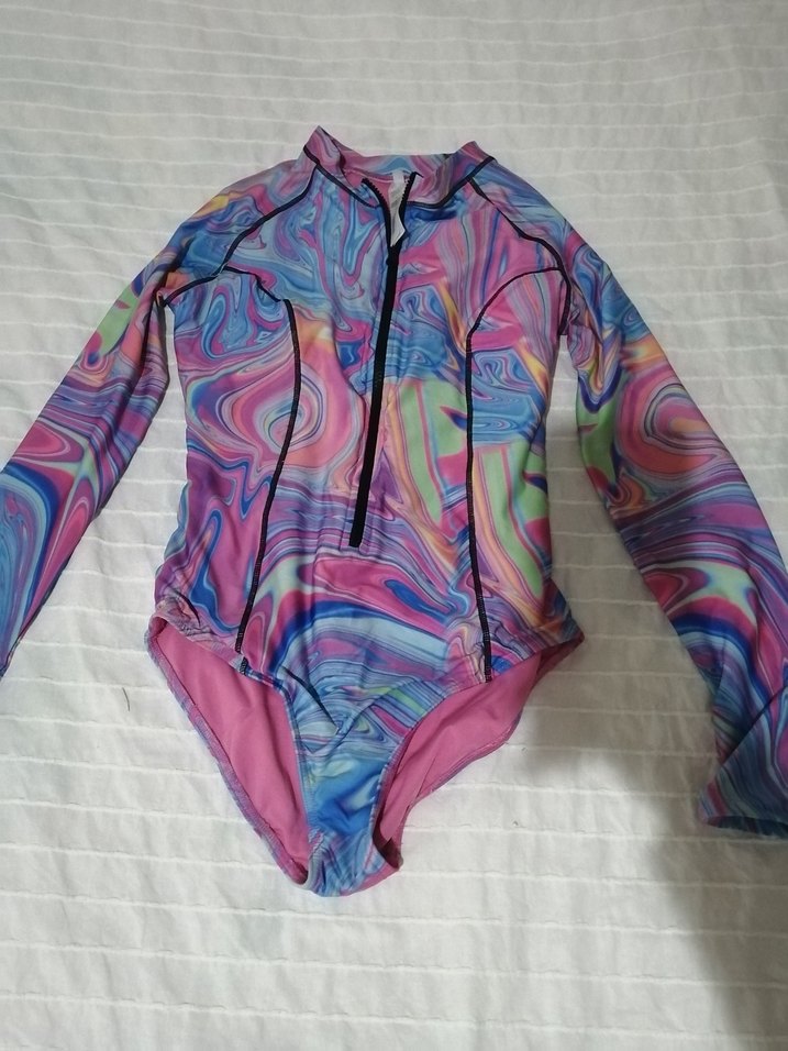 Renkli Desenli Fermuarlı Kadın Mayo - Görsel 3