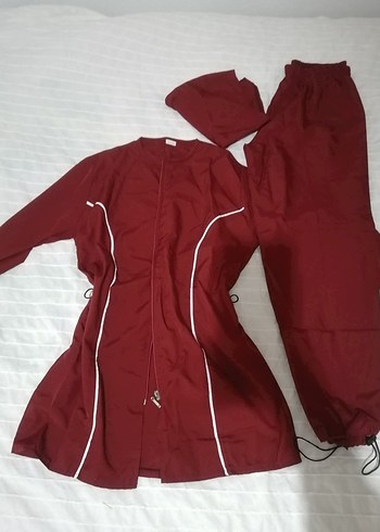 Bordo Uzun Kollu Tesettür Mayosu - Görsel 2