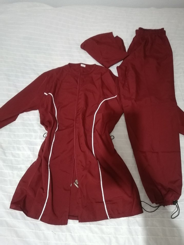 Bordo Uzun Kollu Tesettür Mayosu - Görsel 2