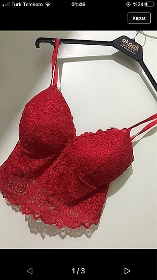 Kırmızı dantelli bralet