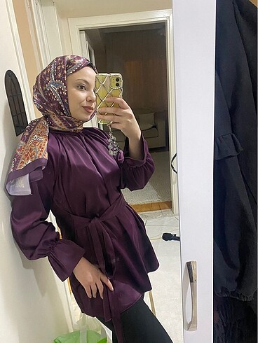 Beden Retro etnik şal ve mor tunik