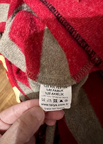 Kırmızı krem Çizgili Salaş Triko Elbise - Görsel 4