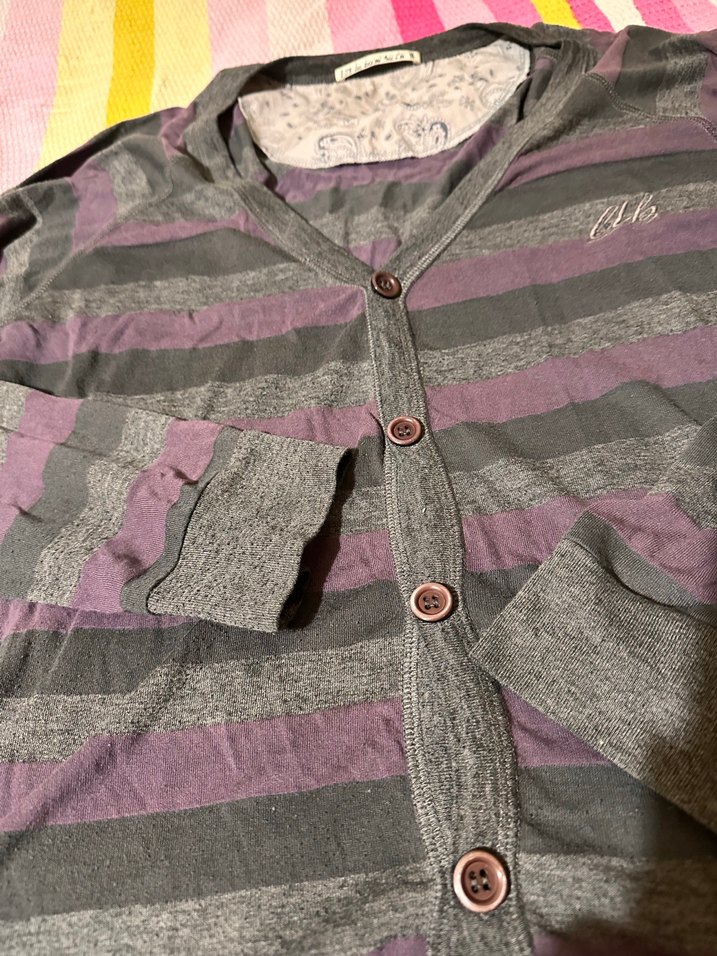 Düğmeli Gri Uzun Kollu ErkekHırka - Görsel 4